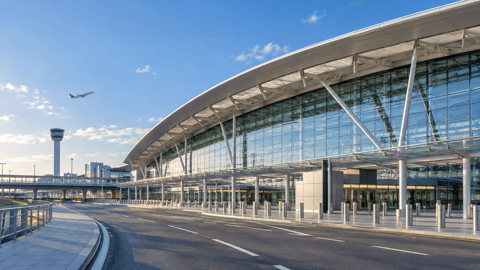 London Heathrow terminal exterior and control tower